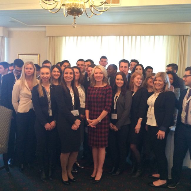 The Hon. Candice Bergen, P.C., M.P., Interim Leader of the Conservative Party of Canada and of the Official Opposition with CJPAC's Fellowship program participants in Ottawa.