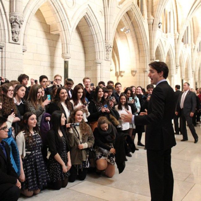 The Right Honourable Justin Trudeau, P.C., M.P. Prime Minister of Canada with CJPAC's Generation program participants at Parliament Hill.